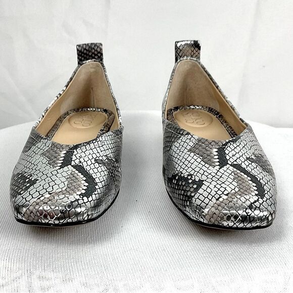 Franco Sarto Ailee Flats Metallic Snakeskin Ballet Flat Sz 6 Square Toe - Picture 2 of 10